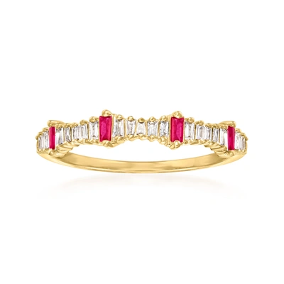 Ross-simons Diamond And . Ruby Stackable Ring In 14kt Yellow Gold In Multi