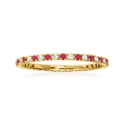 Rs Pure Ross-simons Ruby And . Diamond Eternity Band Ring In 14kt Yellow Gold In Red