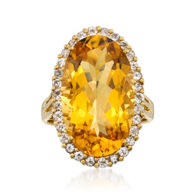Ross-simons Citrine And . White Topaz Ring In 14kt Gold Over Sterling Silver In Yellow