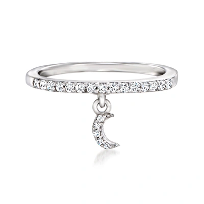 Rs Pure By Ross-simons Diamond Moon Charm Ring In Sterling Silver