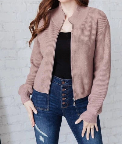 Cozy Casual Fireside Zip Up Jacket In Taupe In Pink