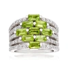 ROSS-SIMONS PERIDOT AND . WHITE TOPAZ MULTI-ROW RING IN STERLING SILVER