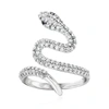 Ross-simons Diamond Bypass Snake Ring With Black Diamond Accents In Sterling Silver