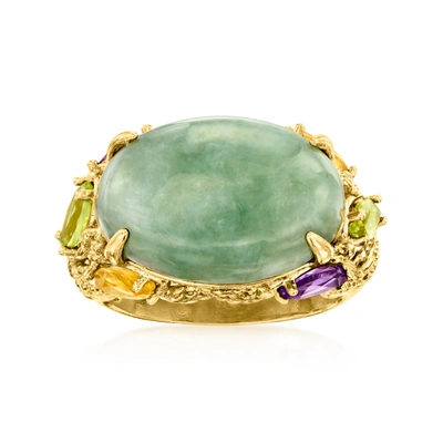 Ross-simons Jade And Multi-gemstone Ring In 18kt Gold Over Sterling In Green