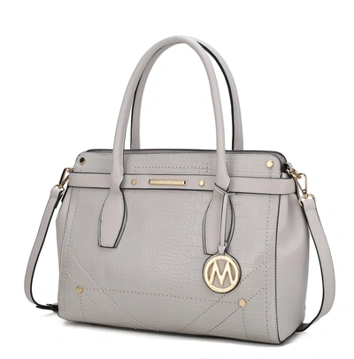 Mkf Collection By Mia K Catarina Vegan Crocodile Leather Satchel Handbag In Grey