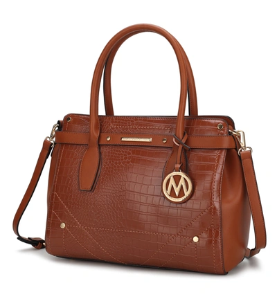 Mkf Collection By Mia K Catarina Vegan Crocodile Leather Satchel Handbag In Brown