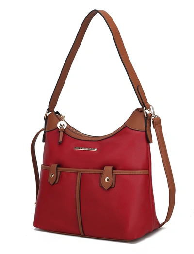 Mkf Collection By Mia K Harper Vegan Color Block Leather Women's Shoulder Bag In Red