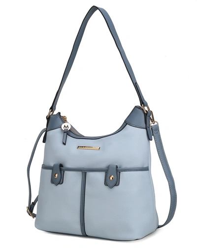 Mkf Collection By Mia K Harper Vegan Color Block Leather Women's Shoulder Bag In Blue