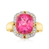 ROSS-SIMONS PINK TOPAZ AND . MULTICOLORED DIAMOND RING IN 18KT GOLD OVER STERLING