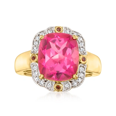 Ross-simons Pink Topaz And . Multicolored Diamond Ring In 18kt Gold Over Sterling In Purple