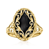 Ross-simons Black Onyx Scroll Ring In 14kt Yellow Gold