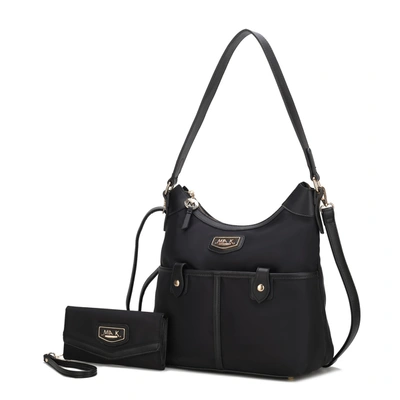 Mkf Collection By Mia K Harper Nylon Hobo Shoulder Handbag With Matching Wallet - 2 Pieces In Black