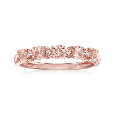 Ross-simons Morganite Ring With Diamond Accents In 18kt Rose Gold Over Sterling In Pink