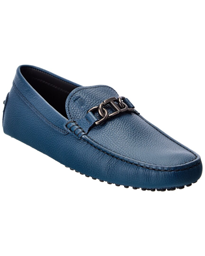 Tod's Gommini Leather Driver In Blue
