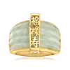 Ross-simons Jade "fortune, Prosperity, Longevity" Ring With 18kt Gold Over Sterling In Silver
