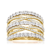 Ross-simons Diamond Multi-row Ring In 18kt Gold Over Sterling In Gold