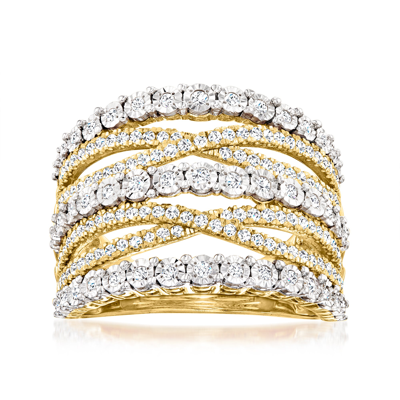 Ross-simons Diamond Multi-row Ring In 18kt Gold Over Sterling