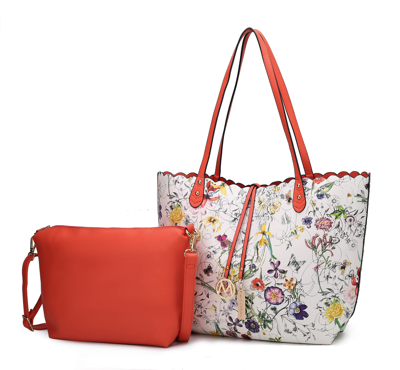 Mkf Collection By Mia K Danielle Reversible Shopper Tote Bag Crossbody Pouch In Orange