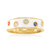Ross-simons Multicolored Sapphire And White Enamel Ring In 18kt Gold Over Sterling