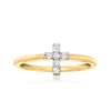 Ross-simons Diamond Cross Ring In 14kt Yellow Gold In White