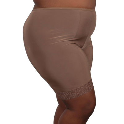 Undersummers By Carrierae Fusion Moisture Wicking Anti Chafing Shortlette Slipshort 9" In Brown