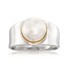 Ross-simons 9.5-10mm Cultured Pearl Ring In Sterling Silver With 14kt Gold
