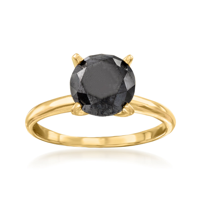 Ross-simons Black Diamond Solitaire Ring In 14kt Yellow Gold In White