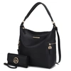 Mkf Collection By Mia K Ophelia Vegan Leather Women's Hobo Bag With Wallet - 2 Pieces In Black