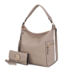 Mkf Collection By Mia K Ophelia Vegan Leather Women's Hobo Bag With Wallet - 2 Pieces In Beige