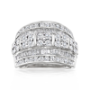 Ross-simons Round And Baguette Diamond Multi-row Ring In Sterling Silver In Silver