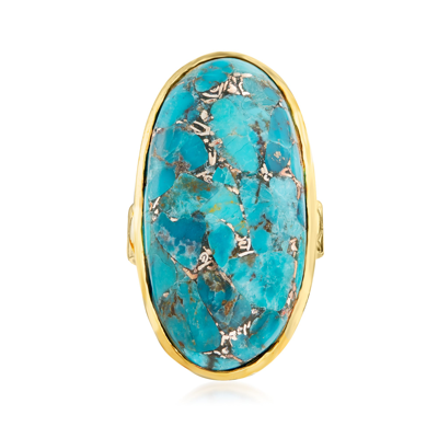 Ross-simons Mosaic Turquoise Ring In 18kt Gold Over Sterling In Blue