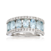 Ross-simons Aquamarine And . White Topaz Ring In Sterling Silver In Silver