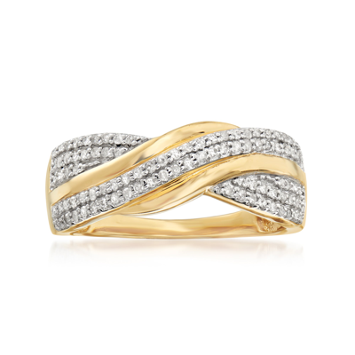 Ross-simons Diamond Twist Ring In 18kt Gold Over Sterling In White