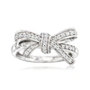 Ross-simons Diamond Bow Ring In Sterling Silver In Silver