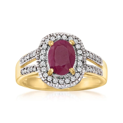 Ross-simons Ruby And . Diamond Halo Ring In 18kt Gold Over Sterling In Multi