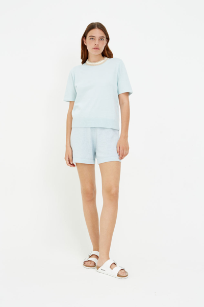 Chinti & Parker Uk Soft Mint Cotton-cashmere Shorts In Blue