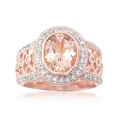 Ross-simons Morganite And . White Zircon Ring In 18kt Rose Gold Over Sterling In Pink
