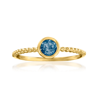 Rs Pure Ross-simons London Blue Topaz Beaded Ring In 14kt Yellow Gold