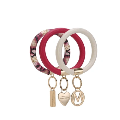 Mkf Collection By Mia K Jasmine Vegan Leather Women's Wristlet Keychain Set - 3 Pieces In Gold
