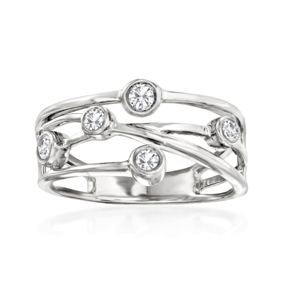 Ross-simons Diamond Crisscross Ring In Sterling Silver