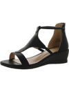 Journee Collection Womens Faux Leather Open Toe Wedge Sandals In Black