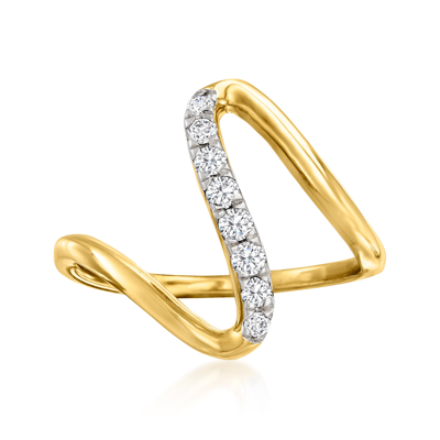 Ross-simons Diamond Wave Ring In 18kt Gold Over Sterling In White