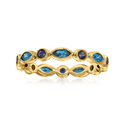 Rs Pure Ross-simons London Blue Topaz And . Sapphire Geometric Ring