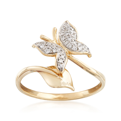 Ross-simons Diamond Butterfly Ring In 14kt Yellow Gold