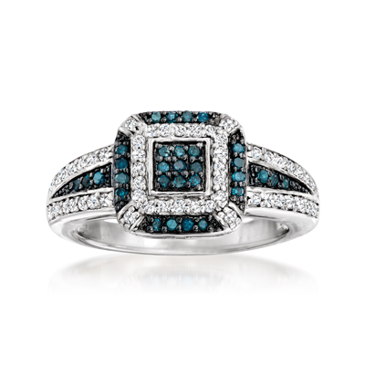 Ross-simons Blue And White Diamond Ring In Sterling Silver