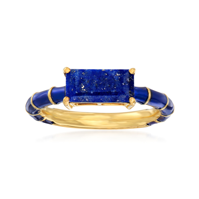 Ross-simons Lapis And Dark Blue Enamel Ring In 18kt Gold Over Sterling