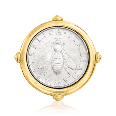 Ross-simons Italian 18kt Gold Over Sterling 2-lira Bee Coin Ring