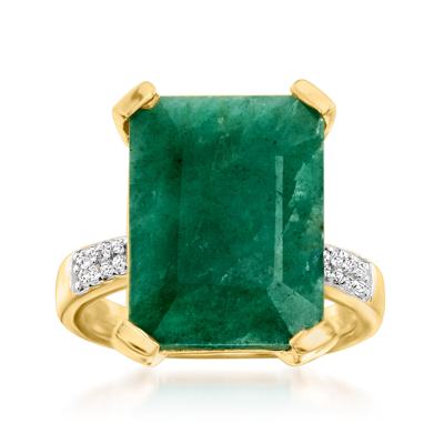 Ross-simons Emerald And . White Topaz Ring In 14kt Gold Over Sterling In Green