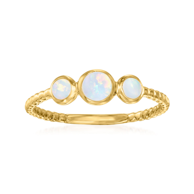 Rs Pure Ross-simons Opal 3-stone Ring In 14kt Yellow Gold