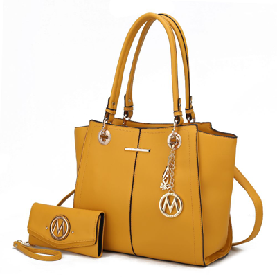 Mkf Collection By Mia K Ivy Vegan Leather Women's Tote Handbag With Wallet In Yellow